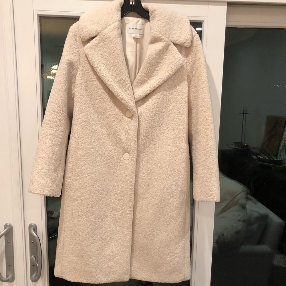 Club Monaco Size S Ivory Teddy Coat, Never worn!